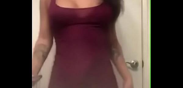  Tranny reveals huge bulge covered by dress and shakes big ass